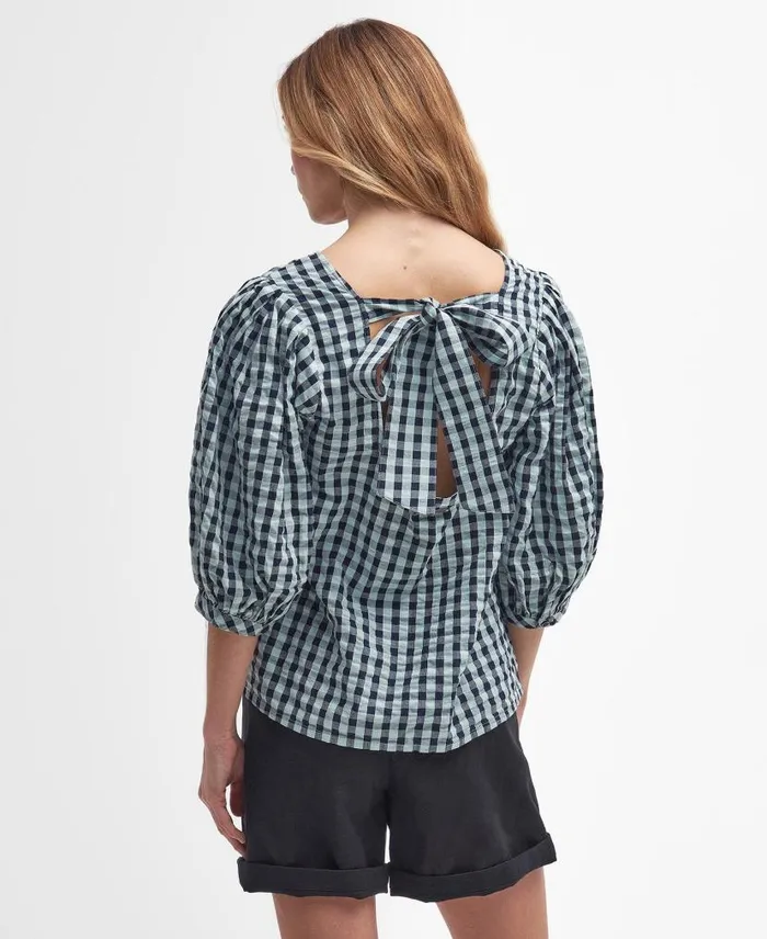 Abigail Gingham Blouse Blue Haze Gingham Women Barbour Shirts and Blouses
