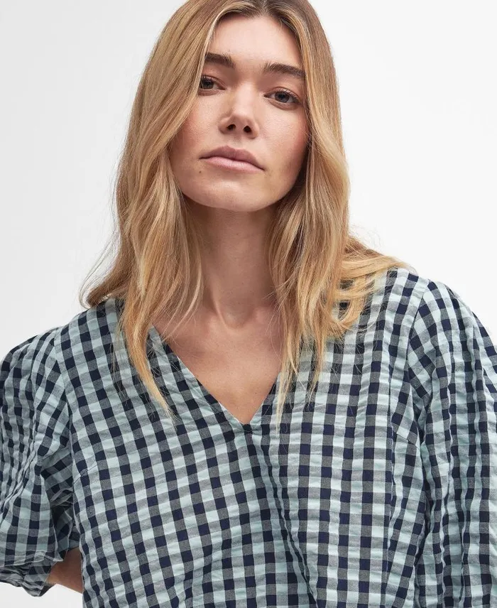 Abigail Gingham Blouse Blue Haze Gingham Women Barbour Shirts and Blouses