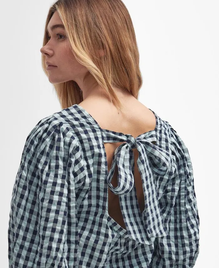 Abigail Gingham Blouse Blue Haze Gingham Women Barbour Shirts and Blouses