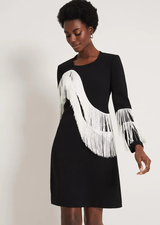 Abline Fringe Dress Blackwhite Women Phase Eight Dresses