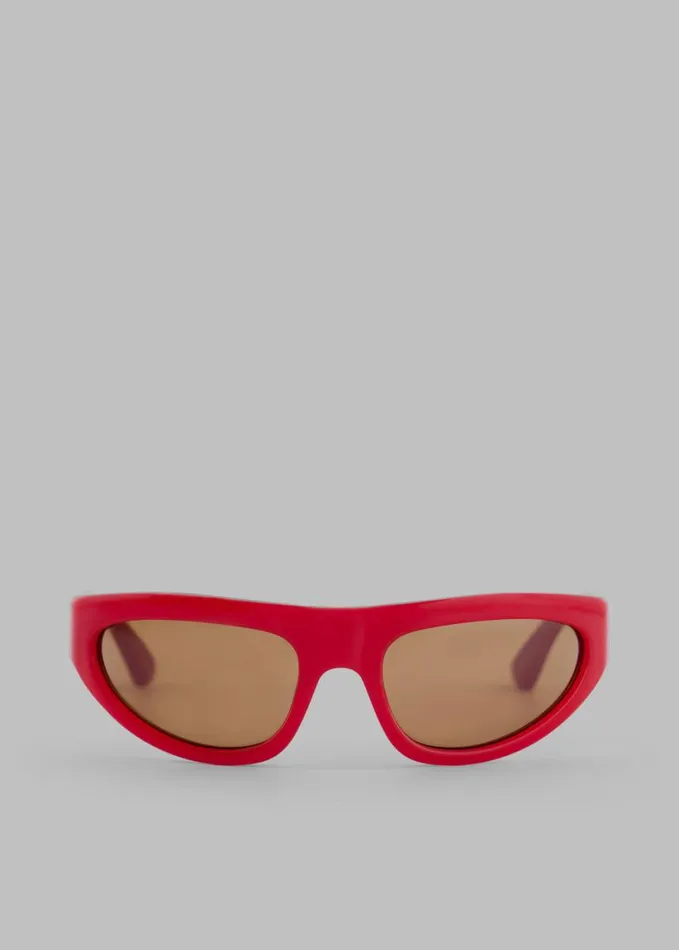 Accessories Women The Frankie Shop Port Tanger Malick Sunglasses 8211 Incense Red AcetateTobacco Lens
