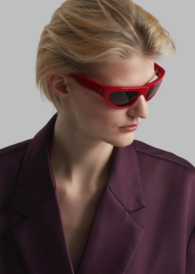 Accessories Women The Frankie Shop Port Tanger Malick Sunglasses 8211 Incense Red AcetateTobacco Lens