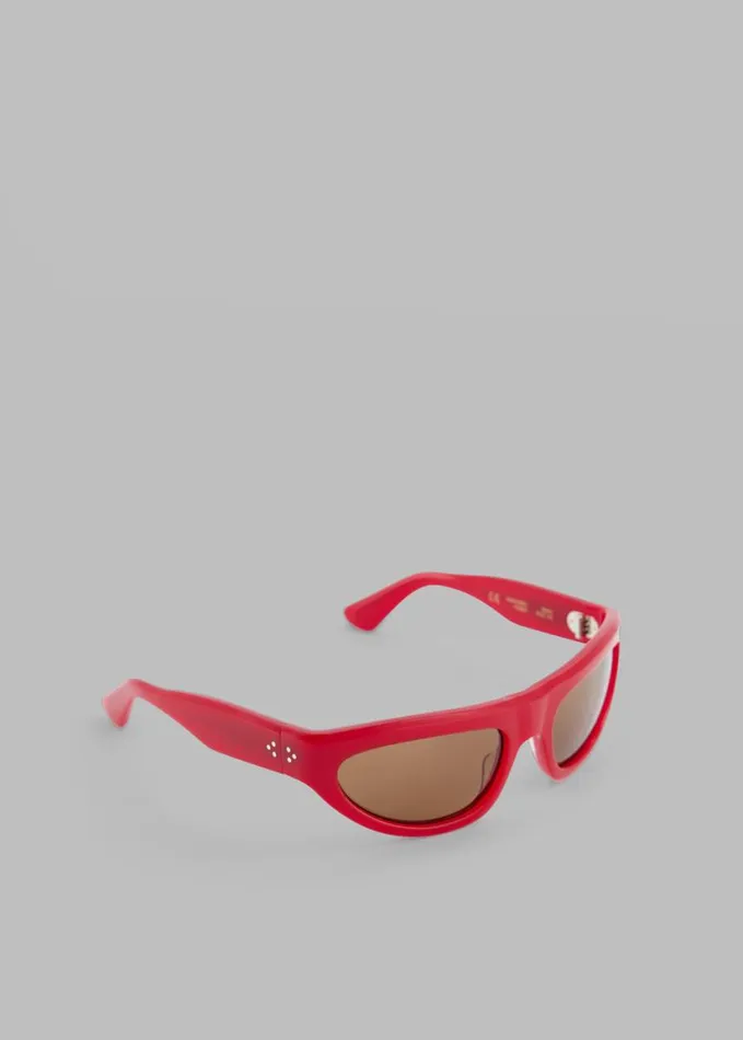 Accessories Women The Frankie Shop Port Tanger Malick Sunglasses 8211 Incense Red AcetateTobacco Lens
