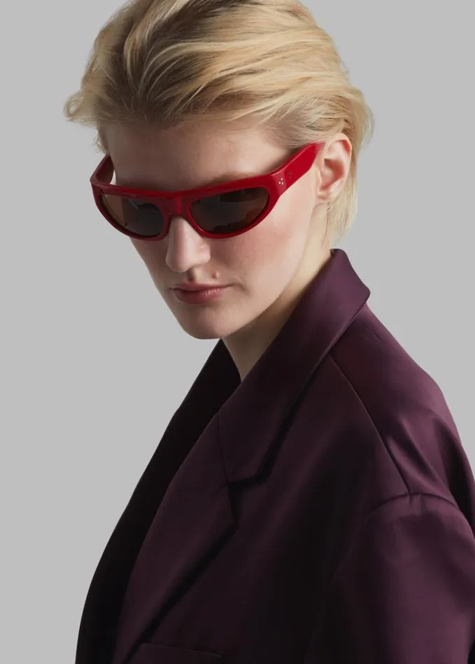 Accessories Women The Frankie Shop Port Tanger Malick Sunglasses 8211 Incense Red AcetateTobacco Lens