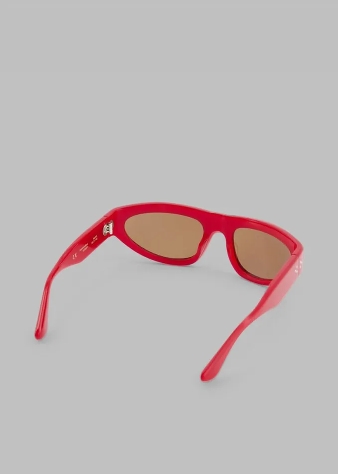 Accessories Women The Frankie Shop Port Tanger Malick Sunglasses 8211 Incense Red AcetateTobacco Lens