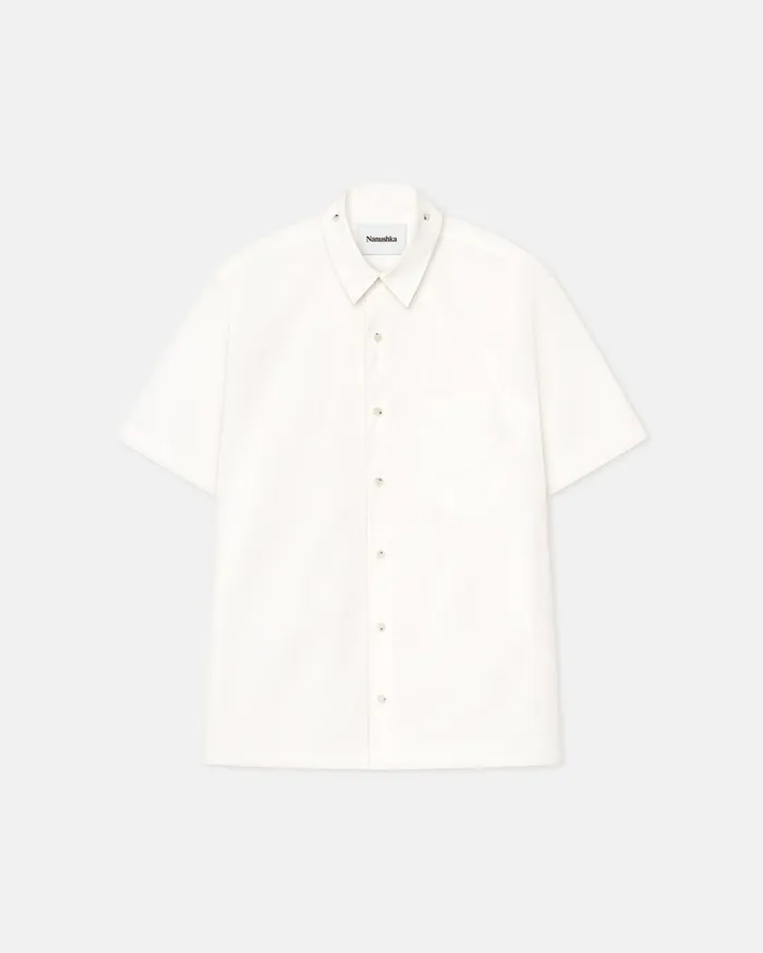 Adam Short Sleeve Poplin Shirt White Men Nanushka Tops