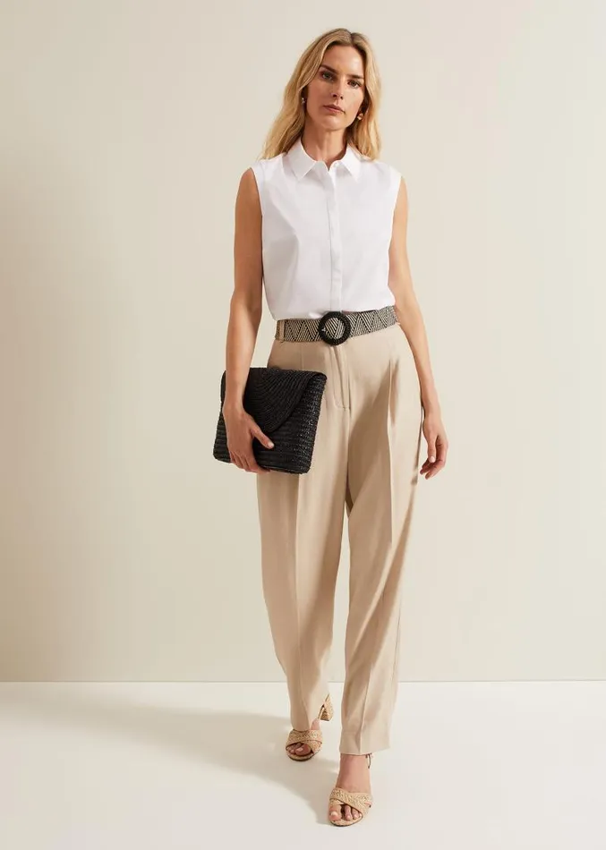 Addison Pleat Front Trousers Stone Women Phase Eight Trousers
