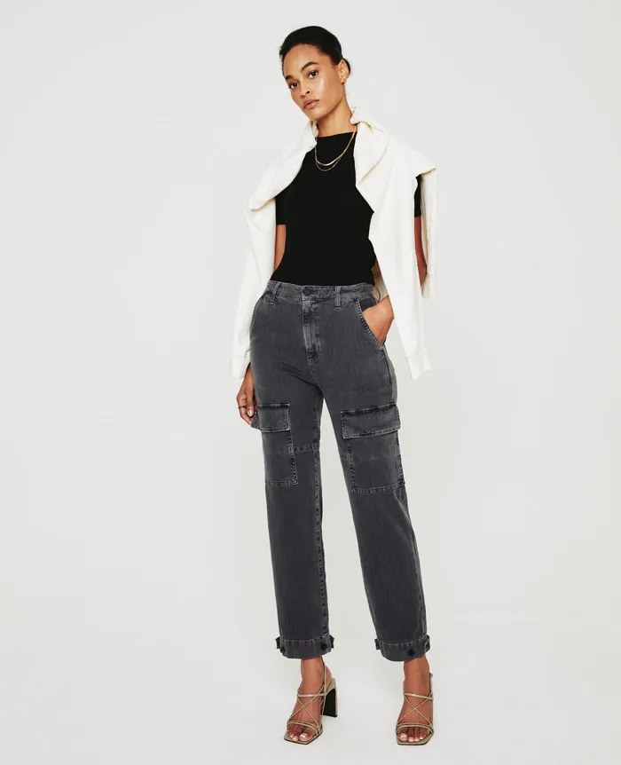 AG Jeans Pants Women Knoxx Cargo SULFUR BLACK