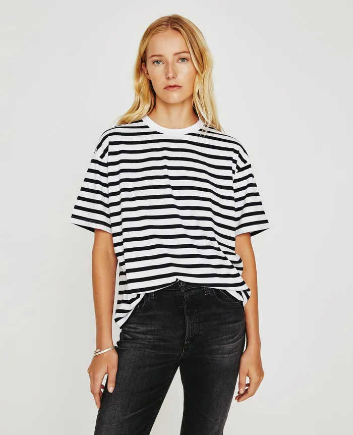 AG Jeans Tees and Tanks Women Karter ExBoyfriend TRUE WHITEDEEP AEGEAN
