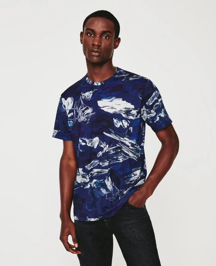 AG Jeans Tees Men Bryce Crew GARDEN CAMO NAVY MULTI