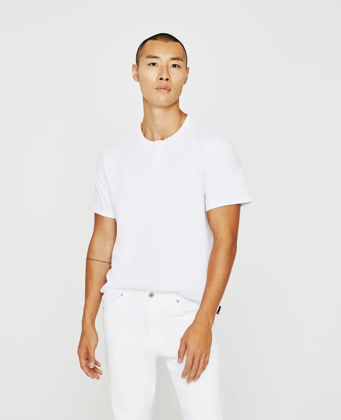 AG Jeans Tees Men Bryce Short Sleeve Henley TRUE WHITE AG Jeans Tees Men Bryce Short Sleeve Henley TRUE WHITE