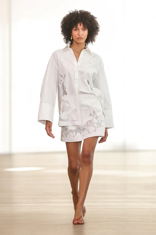 Aje Agua Embroidered Mini Skirt Ivory Women Skirts