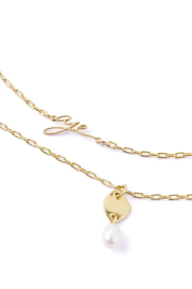 Aje Aje Double Strand Pearl Necklace Gold Pearl Women Jewellery