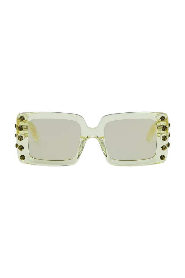 Aje Aje X Local Supply The Square Embellished Sunglasses Citrus Women Sunglasses