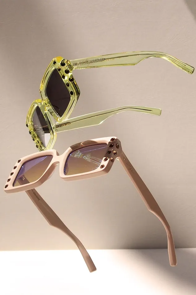 Aje Aje X Local Supply The Square Embellished Sunglasses Citrus Women Sunglasses