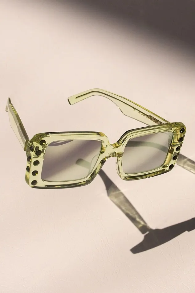 Aje Aje X Local Supply The Square Embellished Sunglasses Citrus Women Sunglasses
