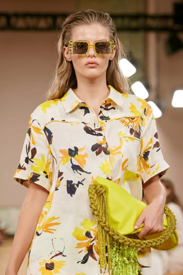 Aje Aje X Local Supply The Square Embellished Sunglasses Citrus Women Sunglasses