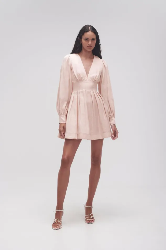 Aje Amelia Plunge Mini Dress Blush Pink Women Dresses