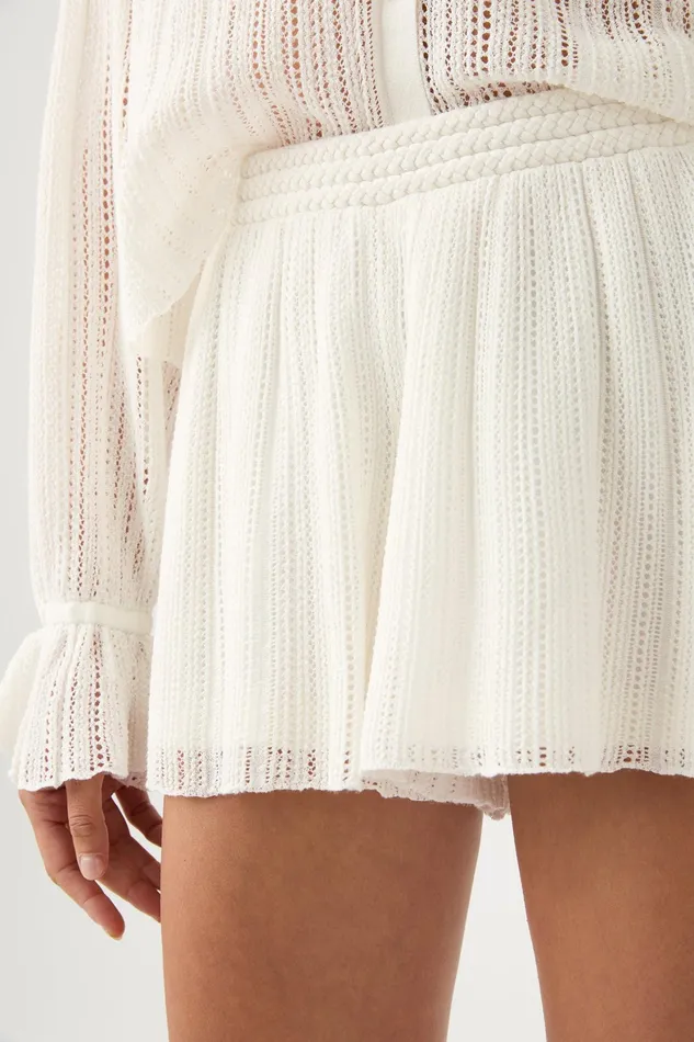 Aje Artistic Lace Knit Short Ivory Women Shorts