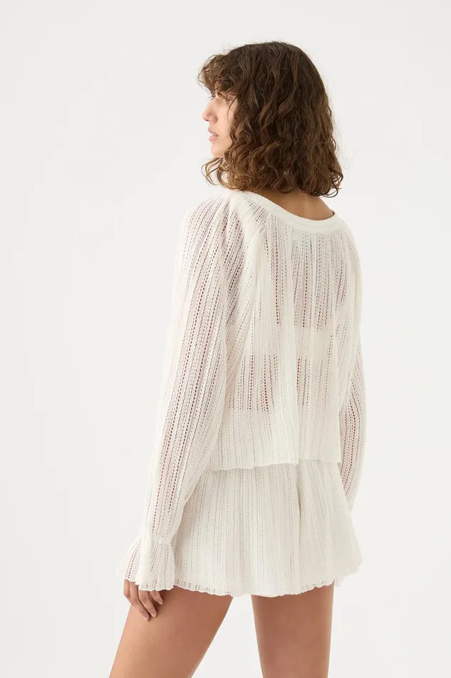 Aje Artistic Lace Knit Short Ivory Women Shorts