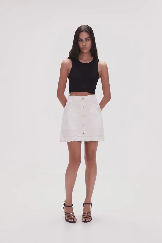 Aje Belmond Denim Mini Skirt White Women Skirts