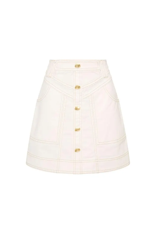 Aje Belmond Denim Mini Skirt White Women Skirts