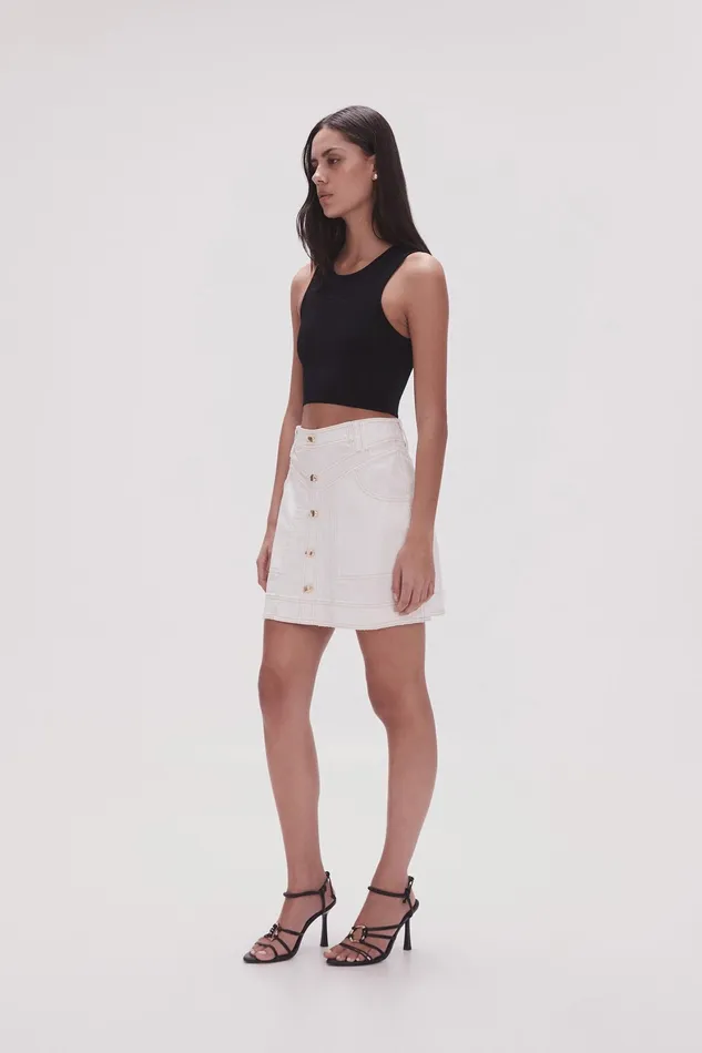 Aje Belmond Denim Mini Skirt White Women Skirts