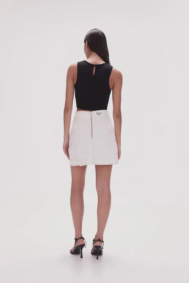 Aje Belmond Denim Mini Skirt White Women Skirts