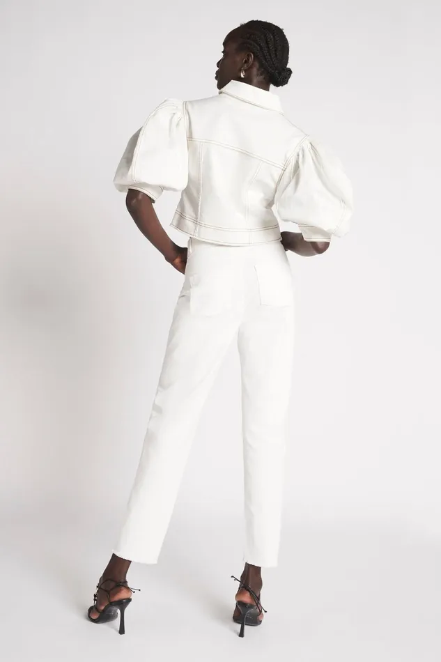 Aje Bianca Denim Belted Jean White Women Pants