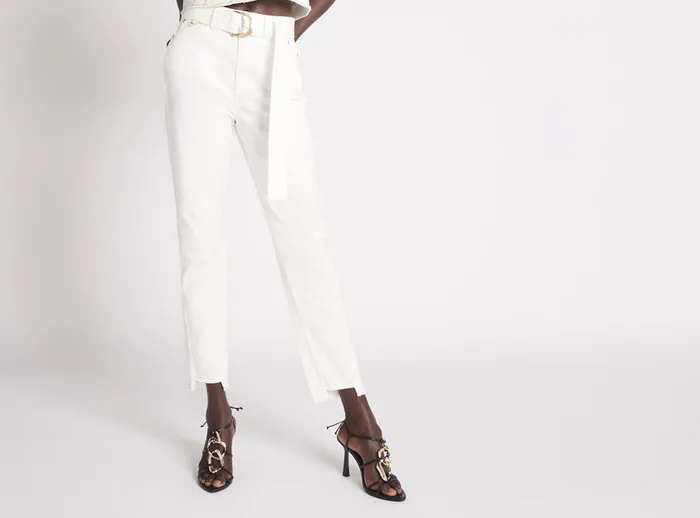 Aje Bianca Denim Belted Jean White Women Pants