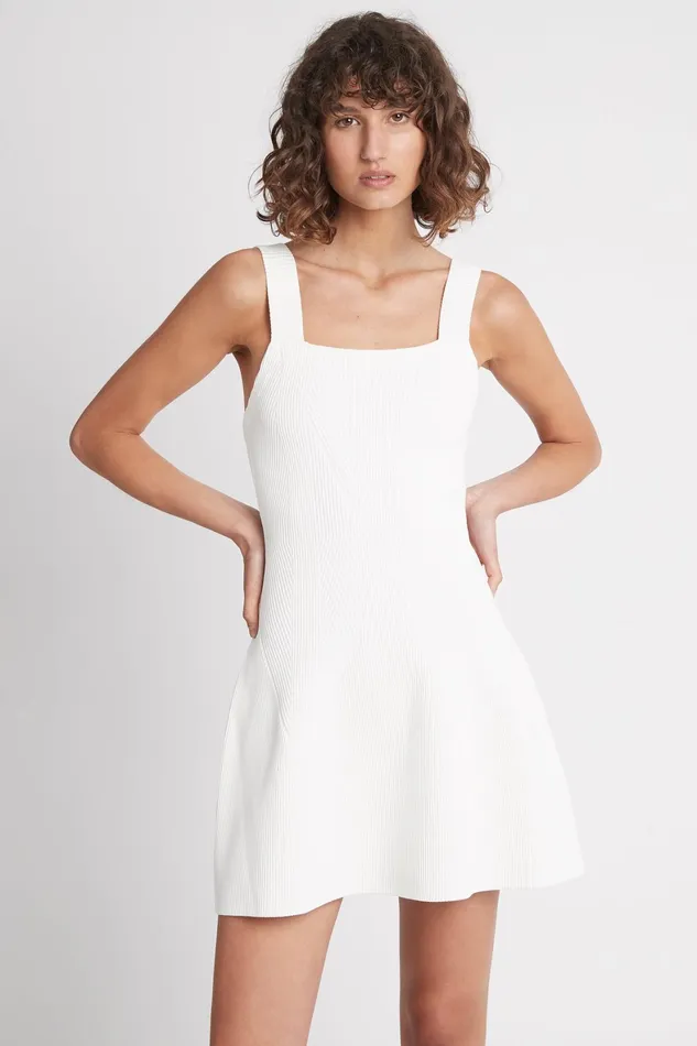 Aje Casa Mini Knit Dress Ivory Women Dresses