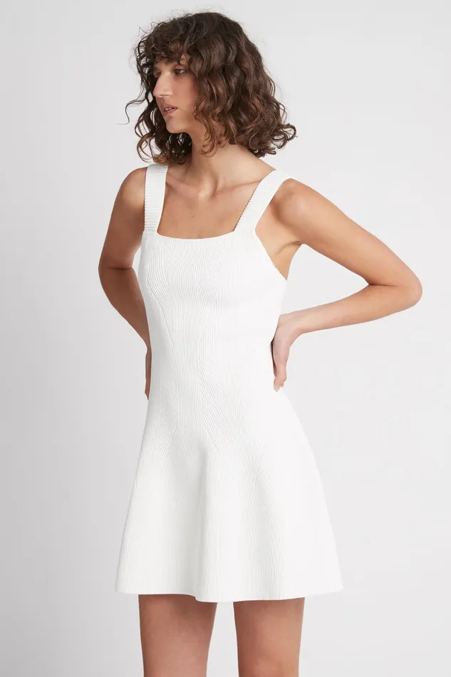 Aje Casa Mini Knit Dress Ivory Women Dresses