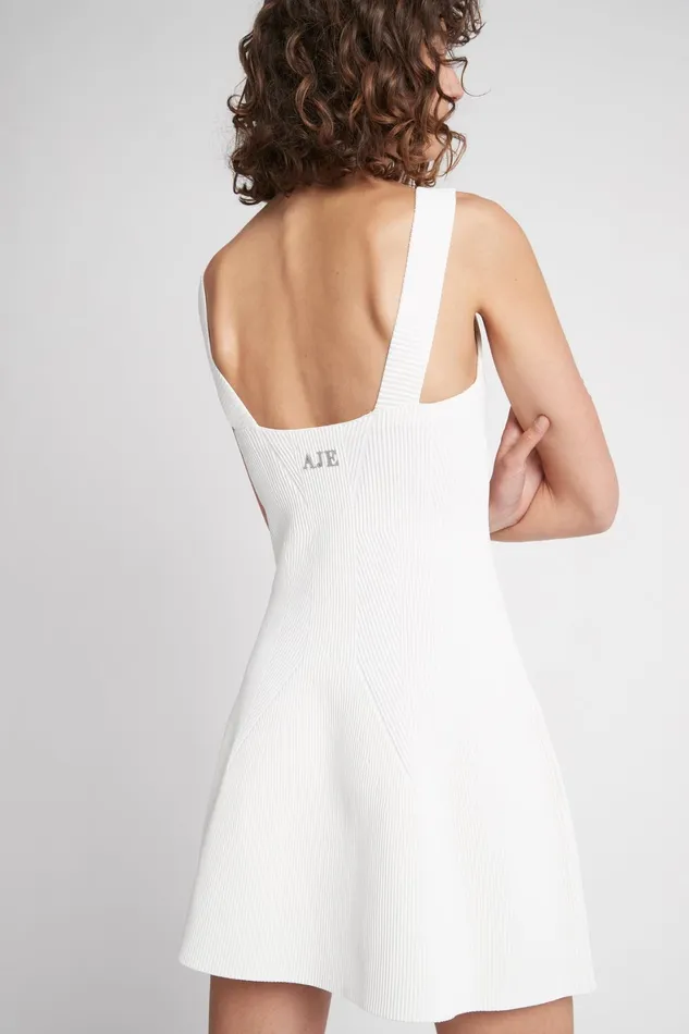 Aje Casa Mini Knit Dress Ivory Women Dresses