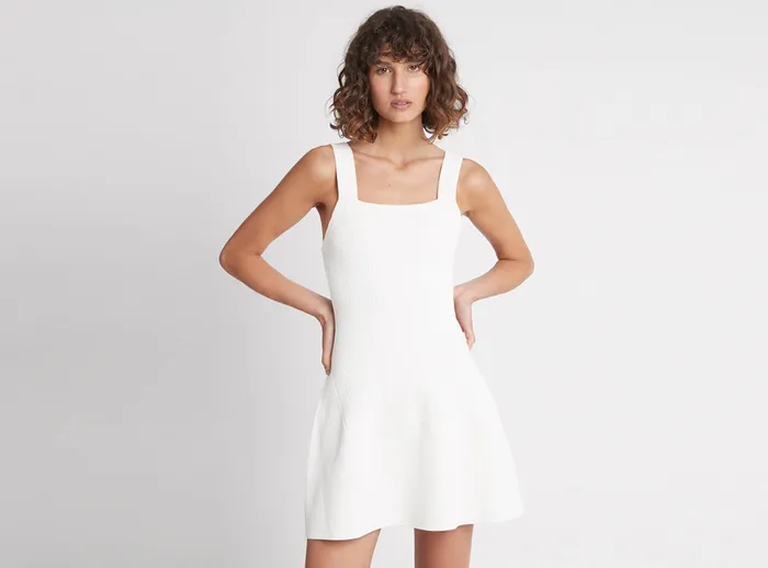 Aje Casa Mini Knit Dress Ivory Women Dresses