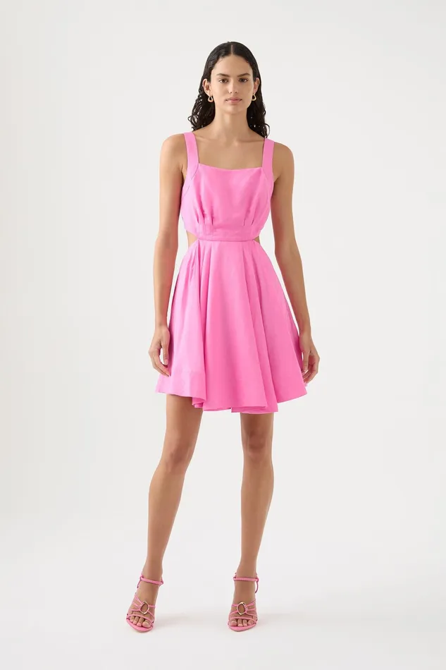Aje Clara Tie Back Mini Dress Protea Pink Women Dresses