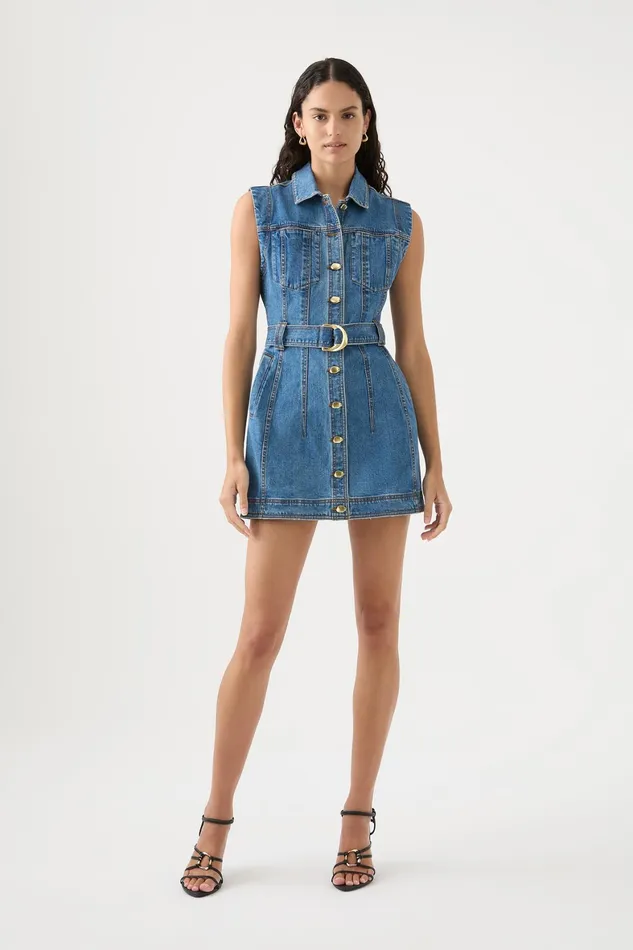 Aje Darcie Denim Mini Dress 90039s Wash Women Denim