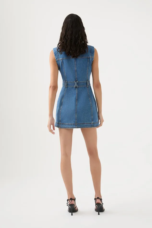 Aje Darcie Denim Mini Dress 90039s Wash Women Denim