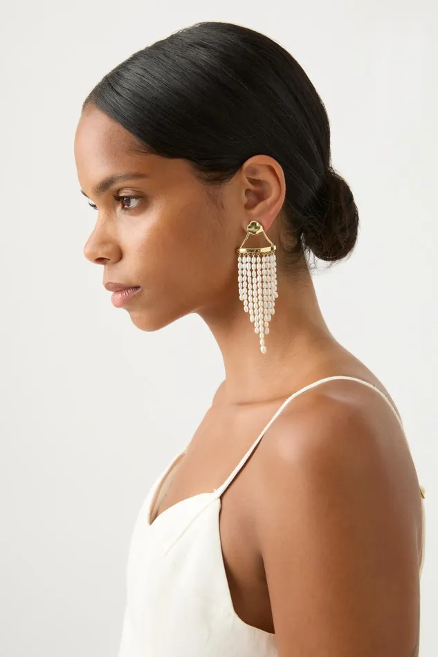Aje Daydream Pearl Cascade Earring Gold Women Jewellery