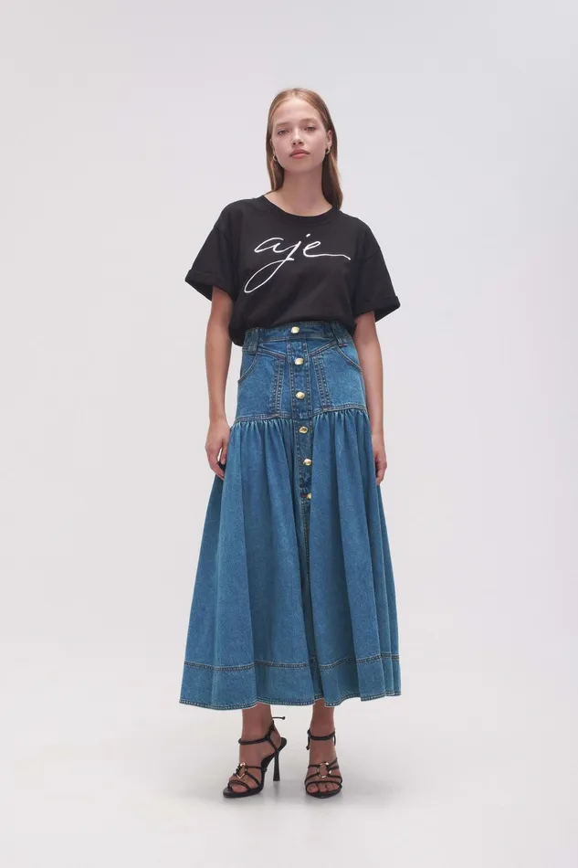 Aje Enya Embellished Boyfriend Tee Blackwhite Women Tees