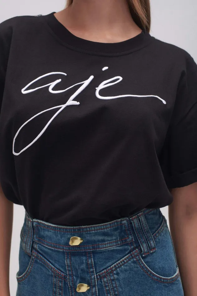 Aje Enya Embellished Boyfriend Tee Blackwhite Women Tees