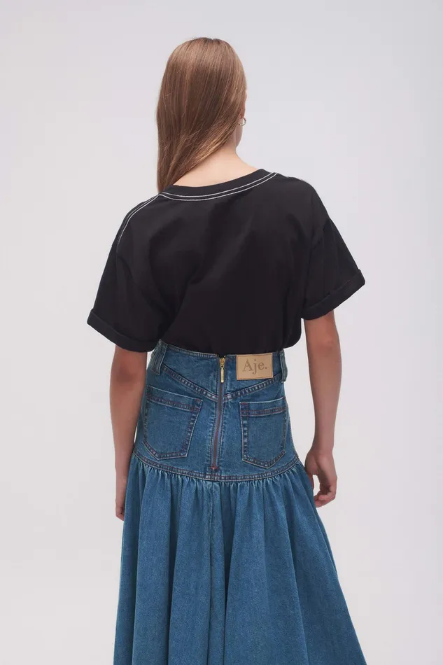 Aje Enya Embellished Boyfriend Tee Blackwhite Women Tees