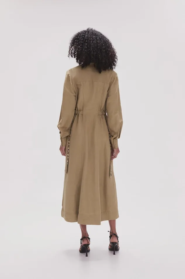Aje Eternal Logo Midi Dress Desert Khaki Women Dresses