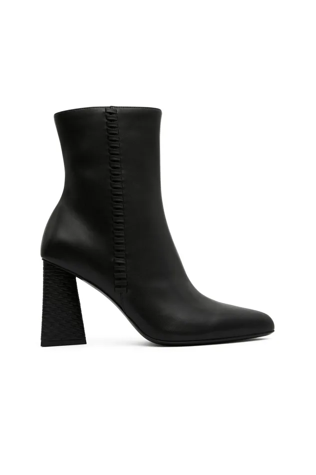 Aje Ether Whipstitch Short Boot Black Women Leather