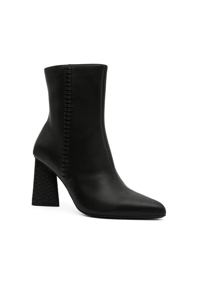 Aje Ether Whipstitch Short Boot Black Women Leather