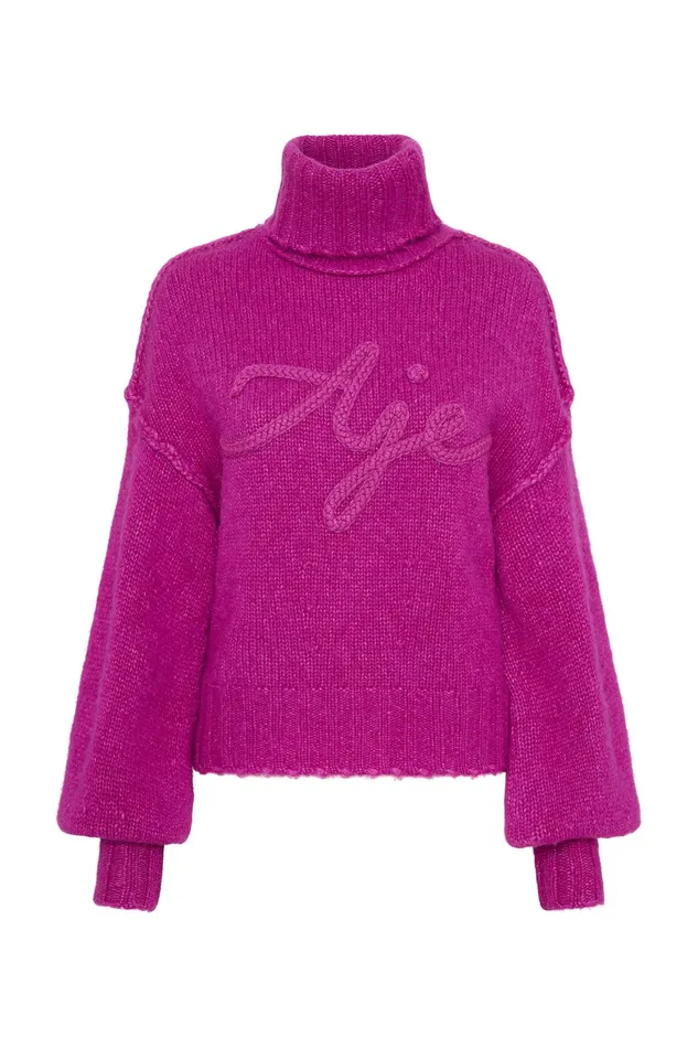 Aje Evita Balloon Sleeve Jumper Plum Purple Women Knitwear and Jumpers