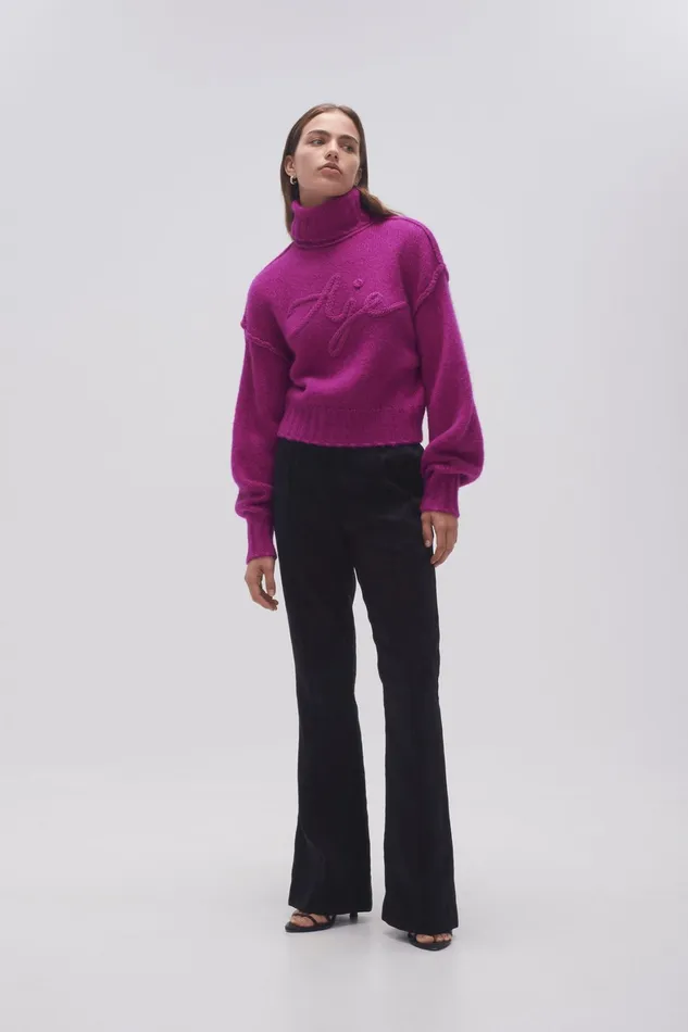 Aje Evita Balloon Sleeve Jumper Plum Purple Women Knitwear and Jumpers