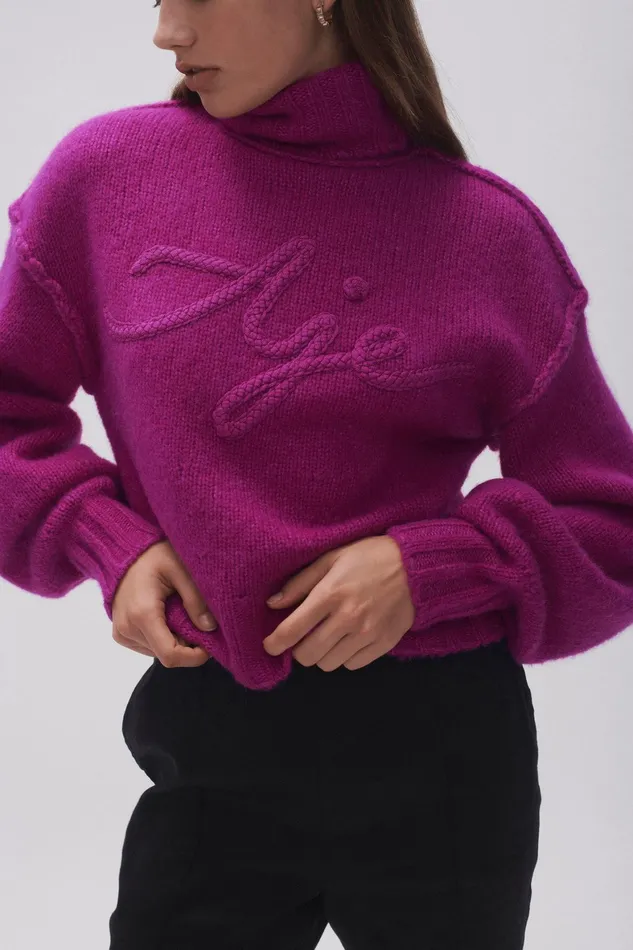 Aje Evita Balloon Sleeve Jumper Plum Purple Women Knitwear and Jumpers