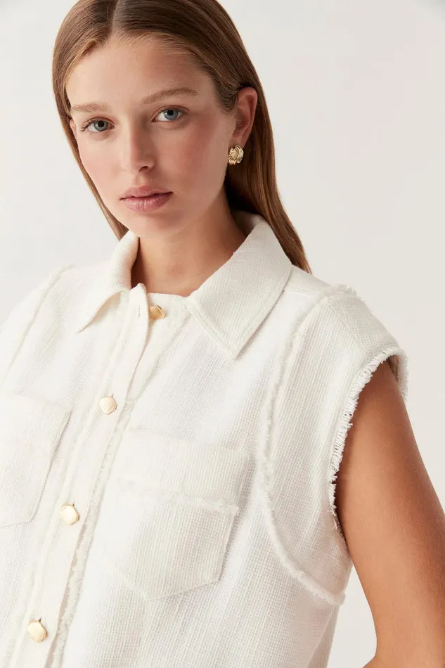 Aje Frontier Oversized Vest Ivory Women Blazers Jackets and Coats