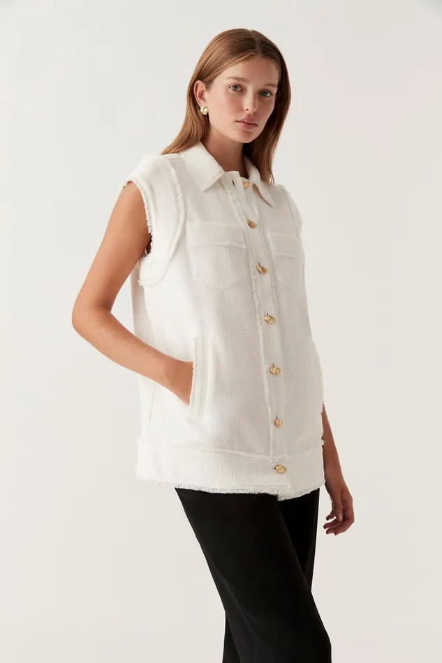 Aje Frontier Oversized Vest Ivory Women Blazers Jackets and Coats