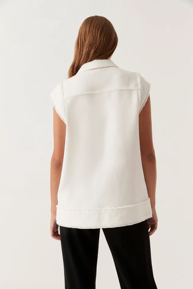 Aje Frontier Oversized Vest Ivory Women Blazers Jackets and Coats